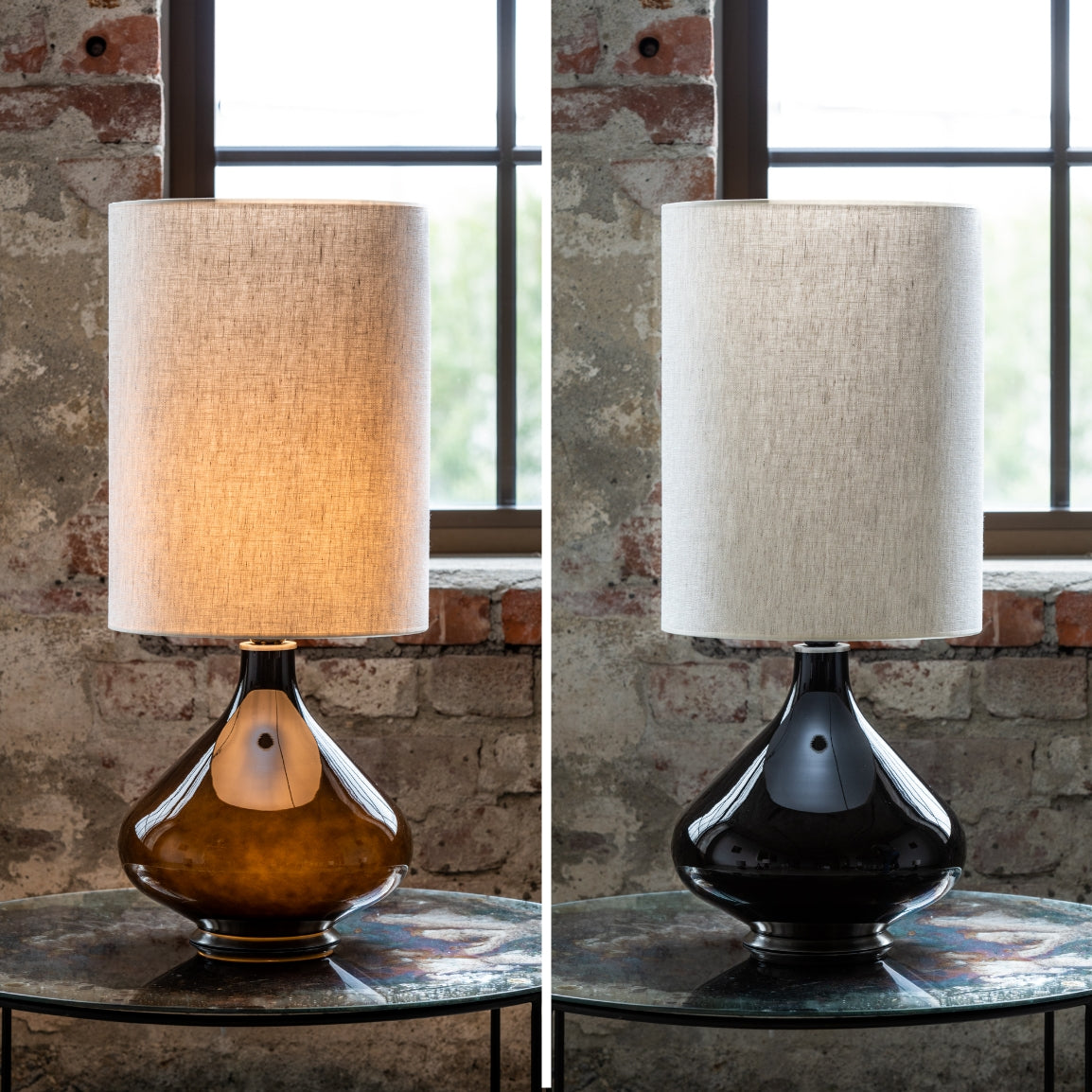 Flavia Table Lamp 70 cm Black Milano Beige Shade