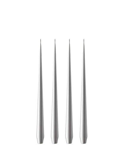 92 Silver Metallic Taper Candles Matte 32 cm