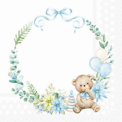 Napkin lunch Baby teddy bear blue