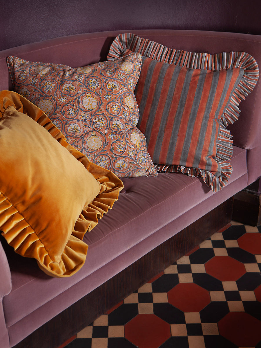 Putetrekk velour Ochre 45x45 cm