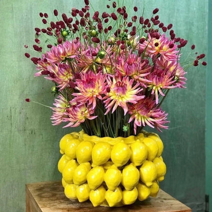 Vase with lemons yellow 36 cm