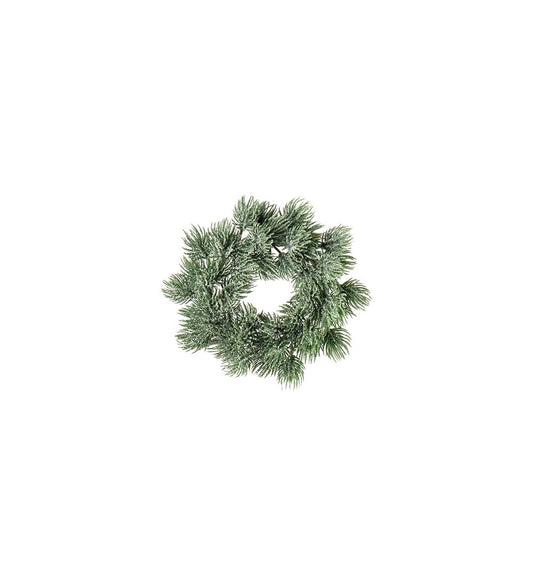 Larch wreath w/frost 9 cm