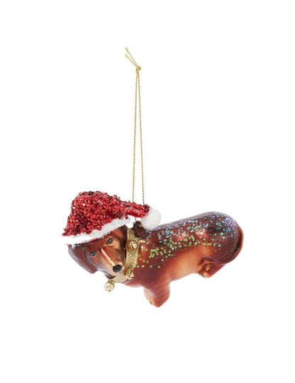 Christmas decoration Little dachshund w/hat 8 cm