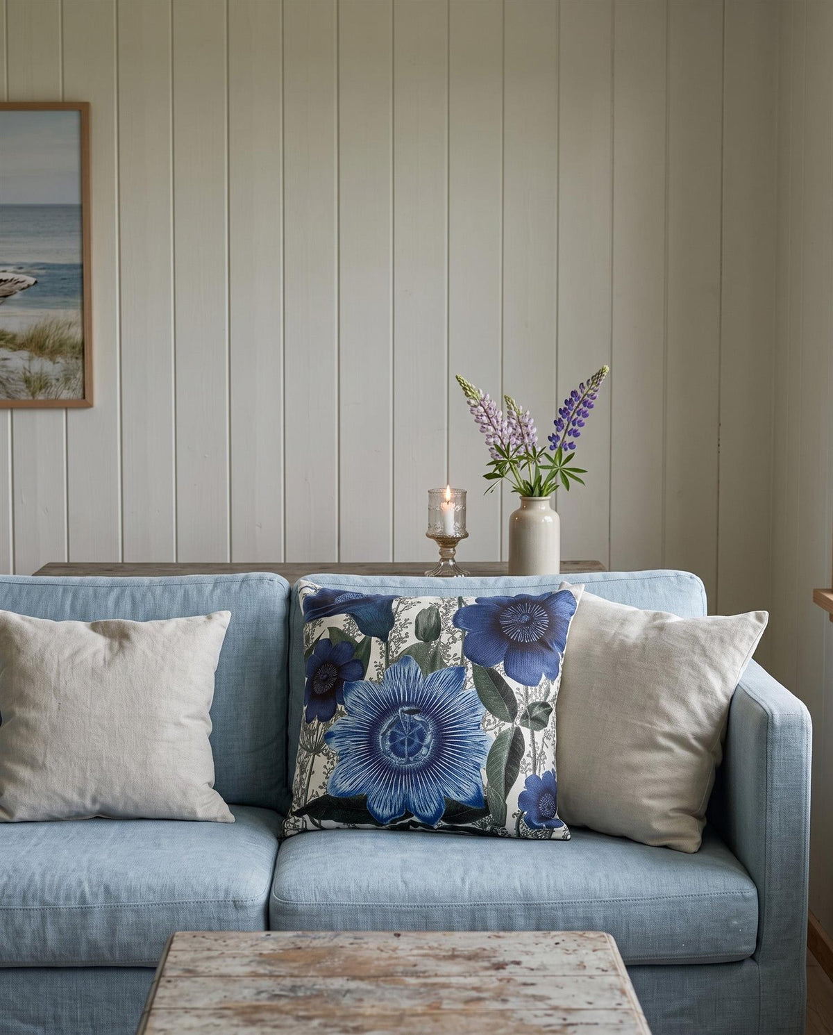 Cushion cover Blue Garden blue 50x50 cm