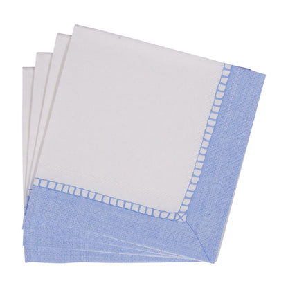 Serviett kaffe linen border light blue