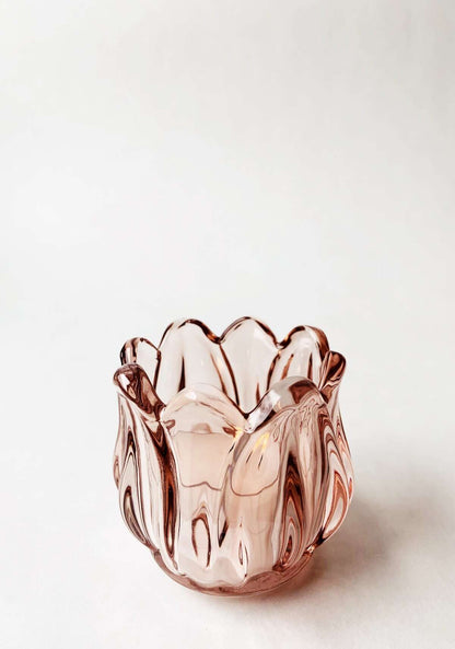 Telysholder tulipan rosa 7x7 cm