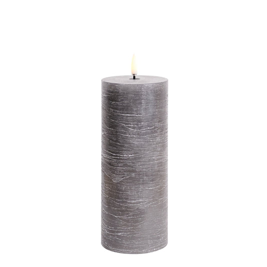 LED pillar candle grey 7.8x20 cm