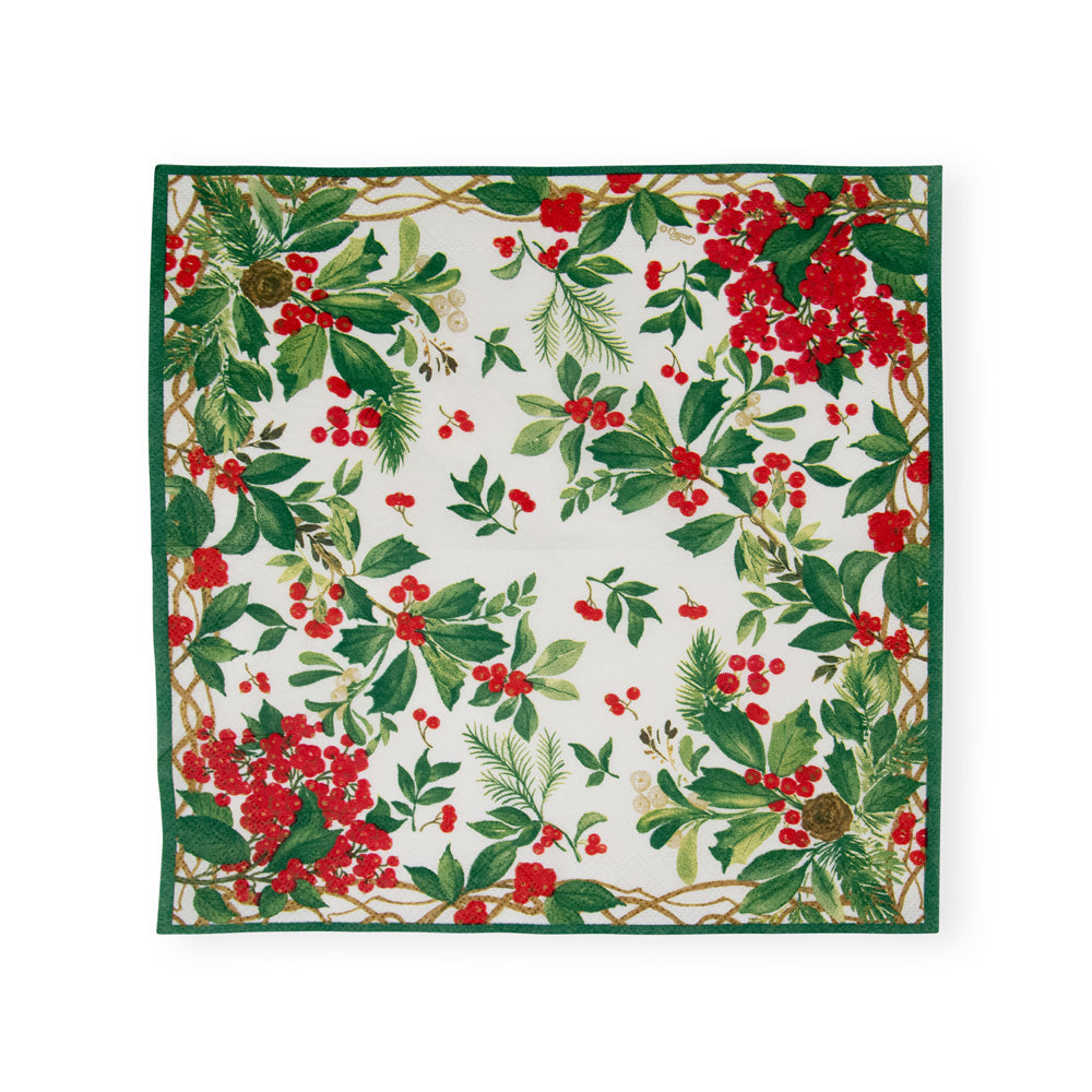 Serviett kaffe Holly Chintz white