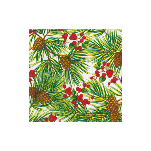 Serviett kaffe Evergreen and Berries white