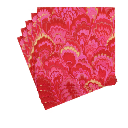 Serviett lunch Marbled Ceramica Red & Fuchsia