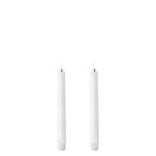 LED taper candle Nordic White 20 cm S/2