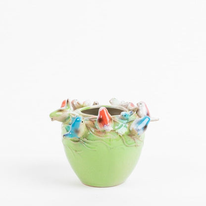 Bird vase light green 14x17 cm