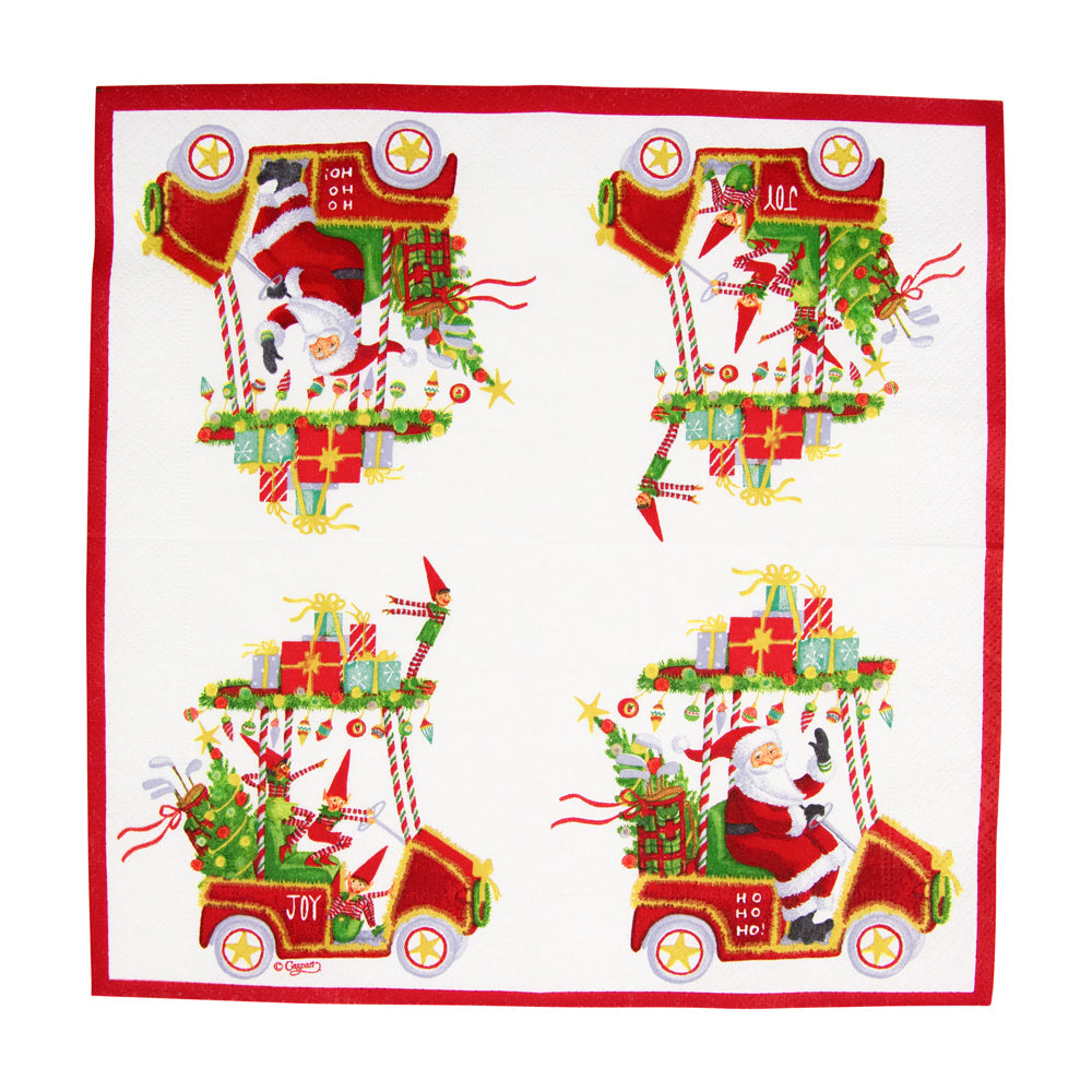 Napkin coffee Santa's Golf Cart
