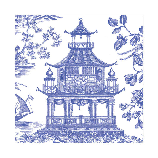 Napkin lunch Chinoiserie Toile Pagoda Blue