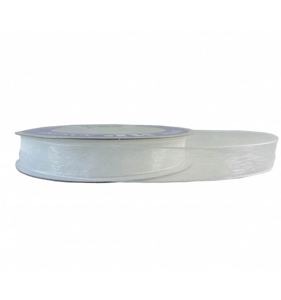 Organza bånd hvit 15 mm