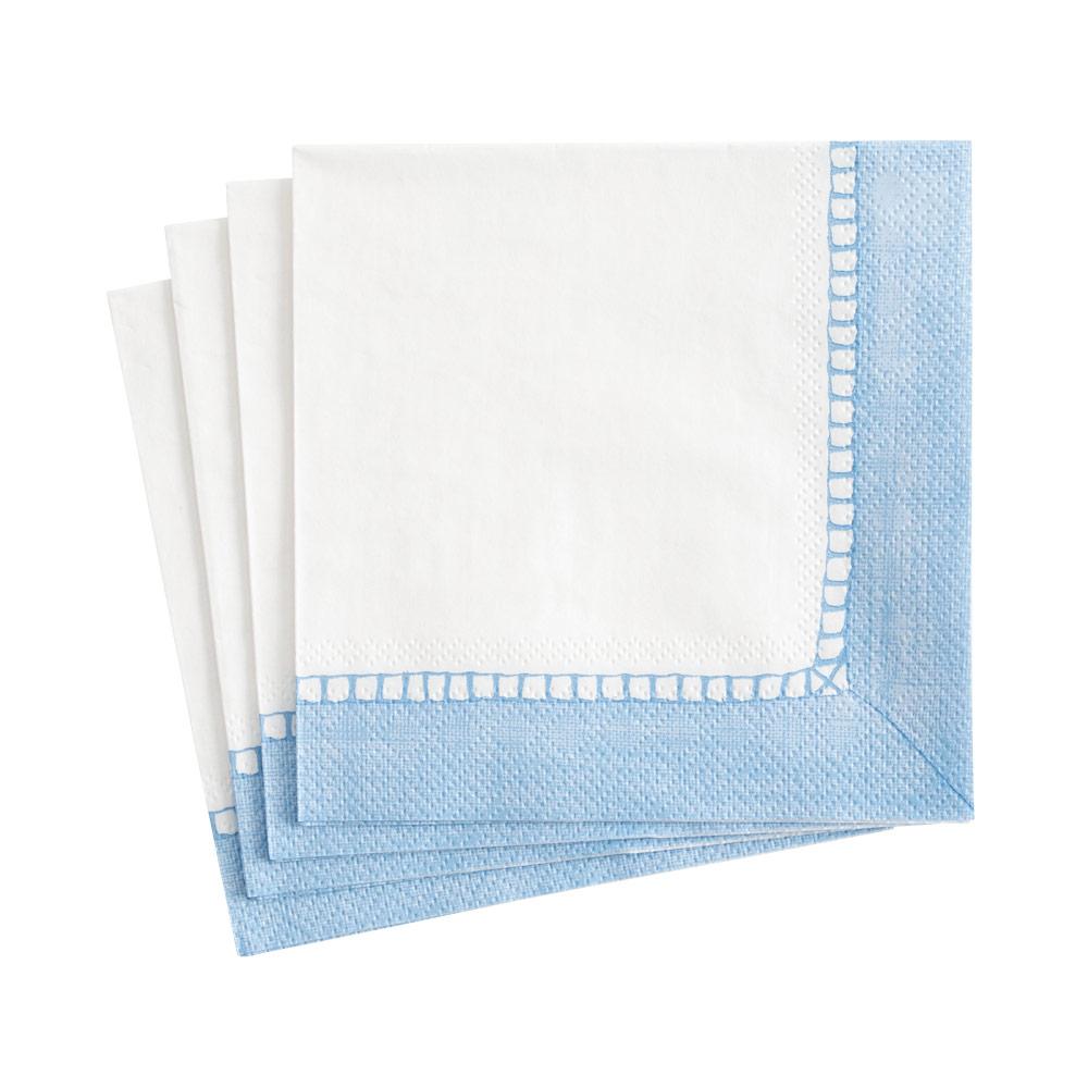 Serviett kaffe linen border light blue