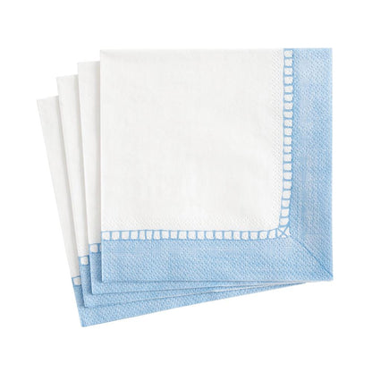 Serviett kaffe linen border light blue