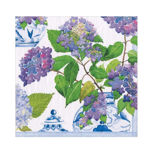Serviett lunch hydrangeas and porcelain
