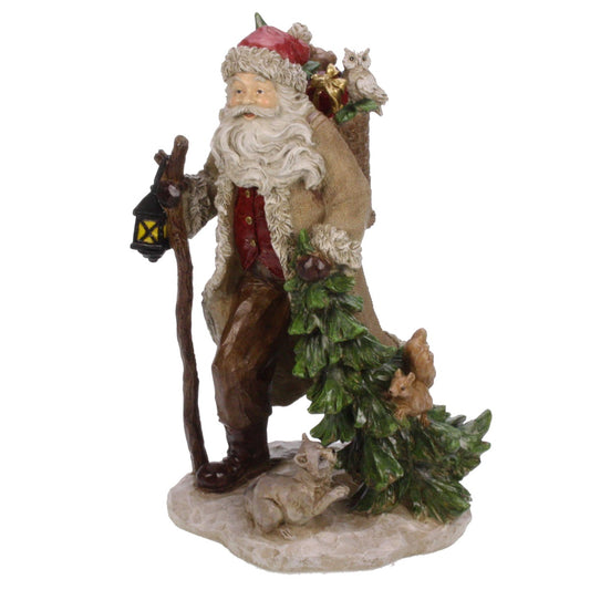 Santa Claus with animals and Christmas tree 33 cm