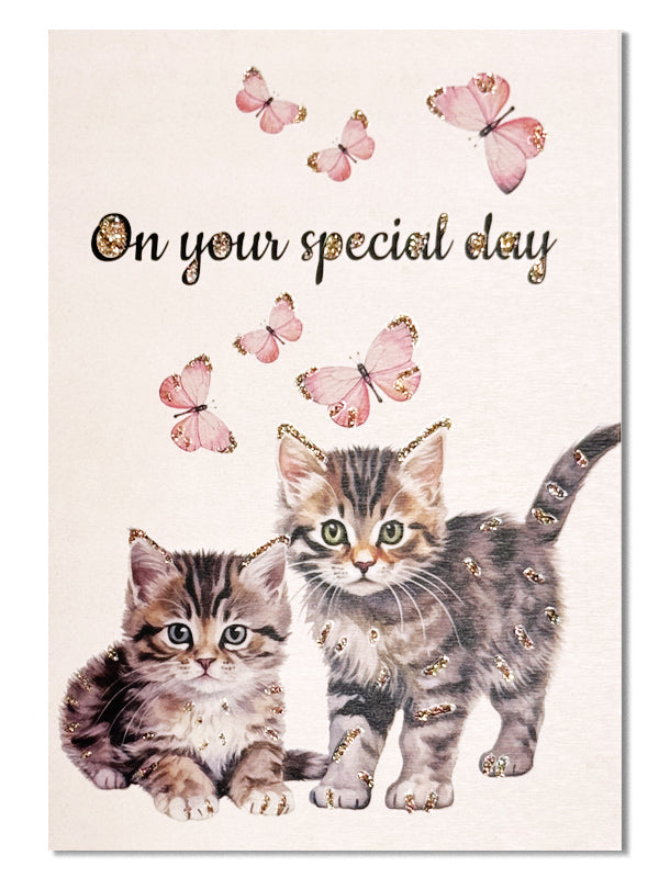 Glitterkort On your special day cats