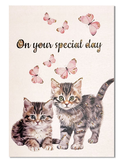 Glitterkort On your special day cats