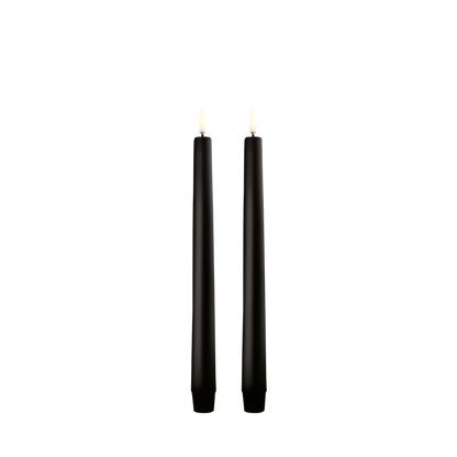 LED kronelys Plain Black 25 cm 2 stk