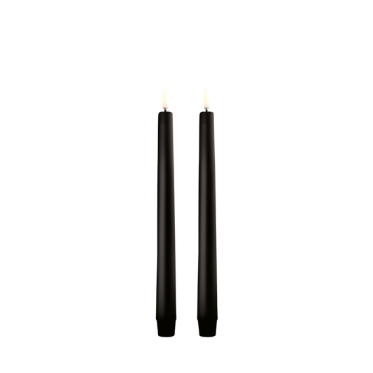 LED kronelys Plain Black 25 cm 2 stk
