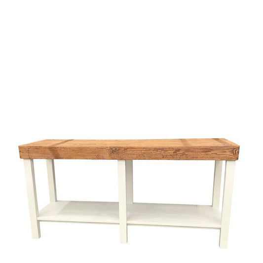 Side Table Decor Table Small Cream White and Walnut 45x170 cm