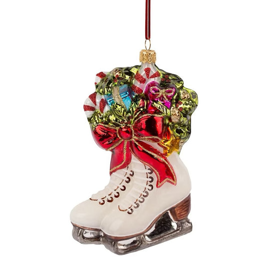 Christmas Tree Decoration Skates With Ribbon 14 cm