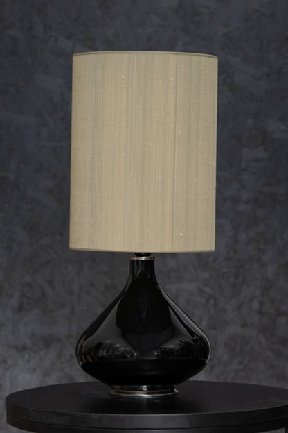 Flavia bordlampe 70 cm Negra Seda Gris Verde skjerm