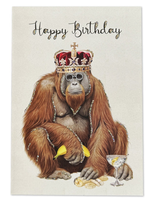 Glitter card Happy Birthday Orangutan
