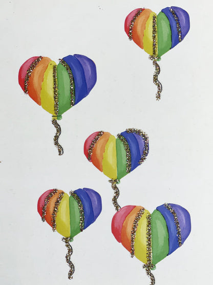 Glitterkort Rainbow Pride hjerter