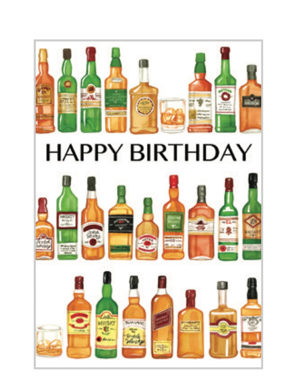 Kort m/konvolutt Happy Birthday Bottles