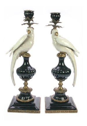Candlestick parrot porcelain 48 cm