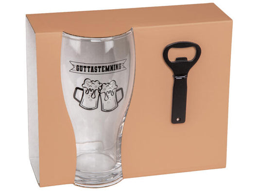 Ølglass m/åpner Guttastemning 500 ml