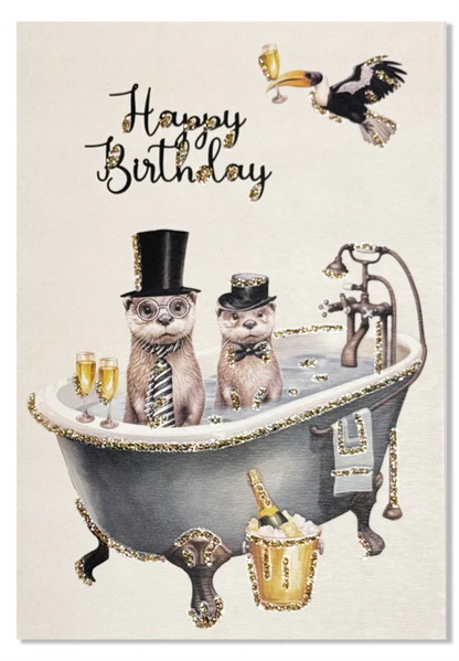Glitterkort Happy birthday Beaver
