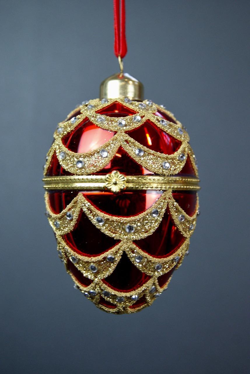 Juletrepynt egg rød 8,5 cm