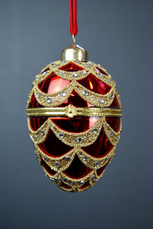 Juletrepynt egg rød 8,5 cm