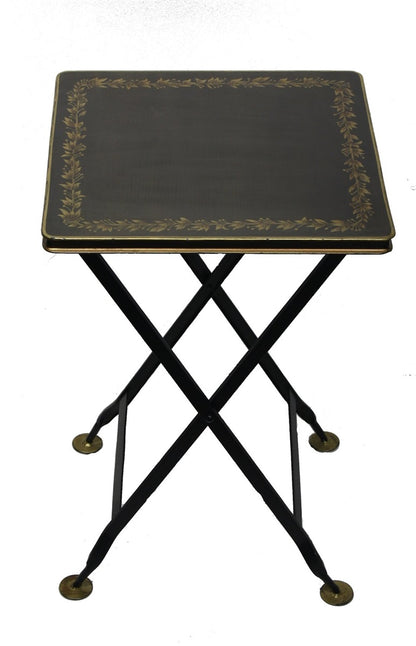 Sidebord firkantet Svart med gull 61 cm