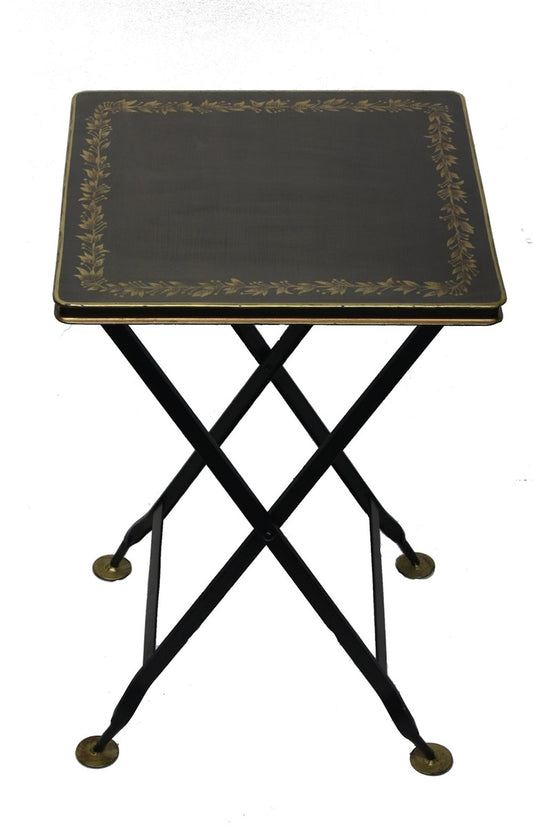 Square side table black with gold 61 cm