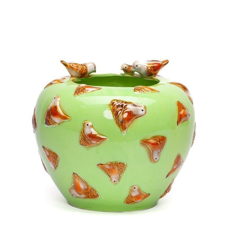 Bird's Nest vase green 22x24 cm