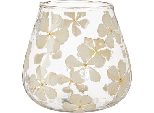 Tealight holder glass dried flowers 10 cm