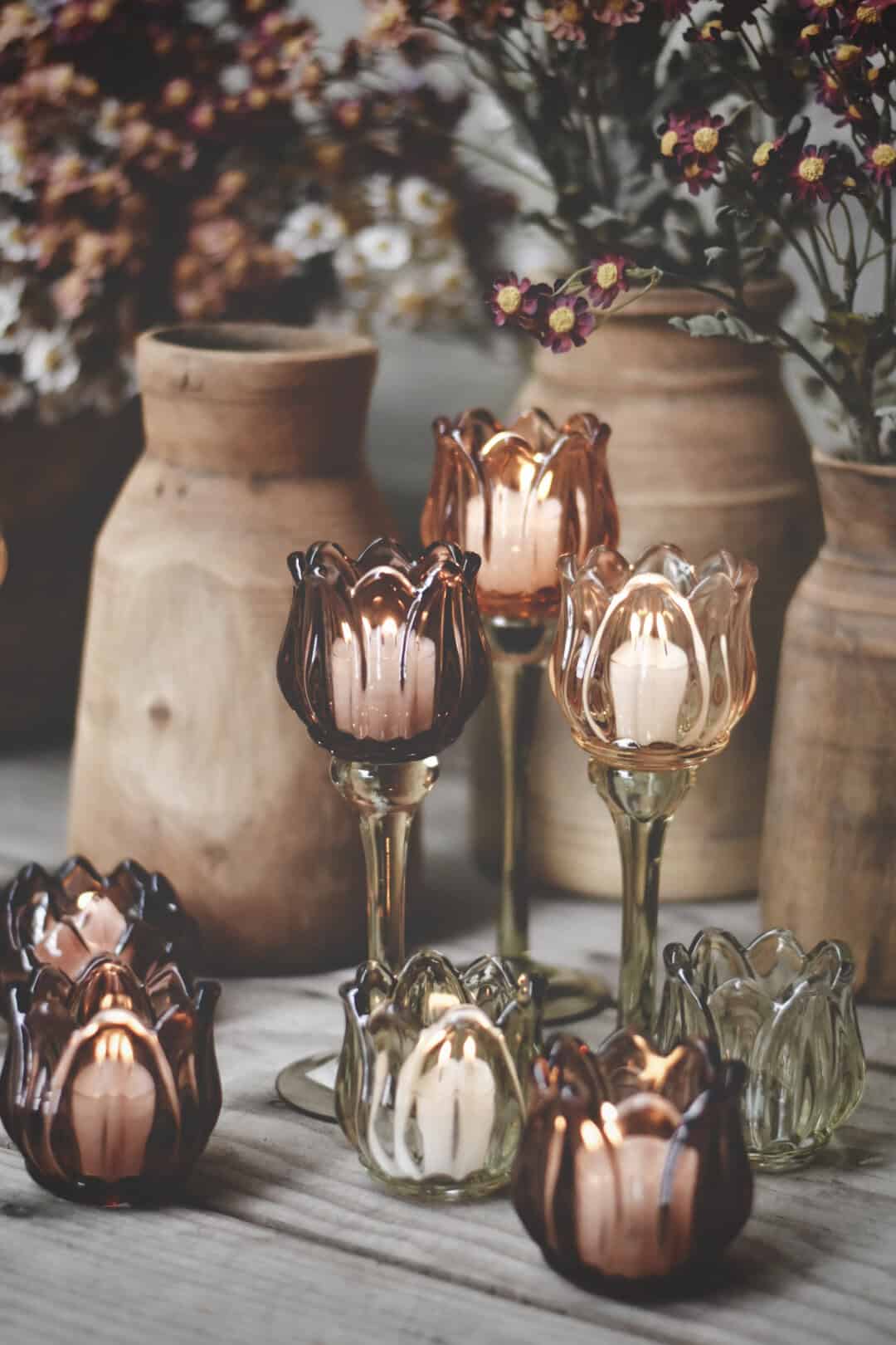 Telysholder tulipan Honning 21 cm