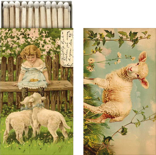 Fyrstikkeske Spring Animals Lamb 6x11 cm