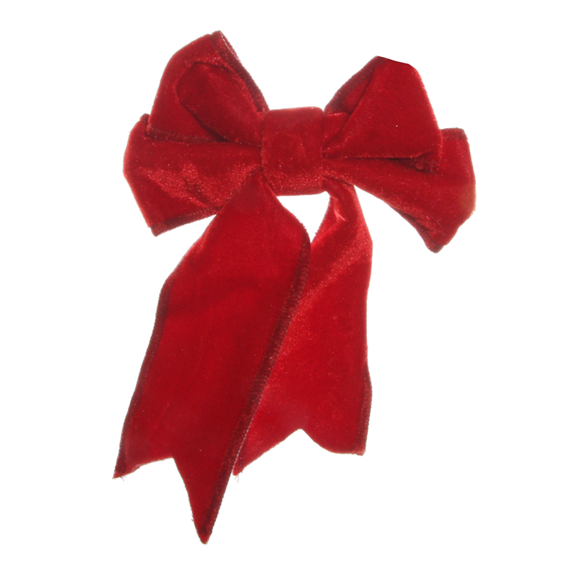 Velvet bow red w/clip 24cm