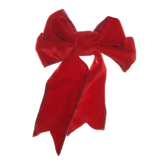 Velvet bow red w/clip 24cm