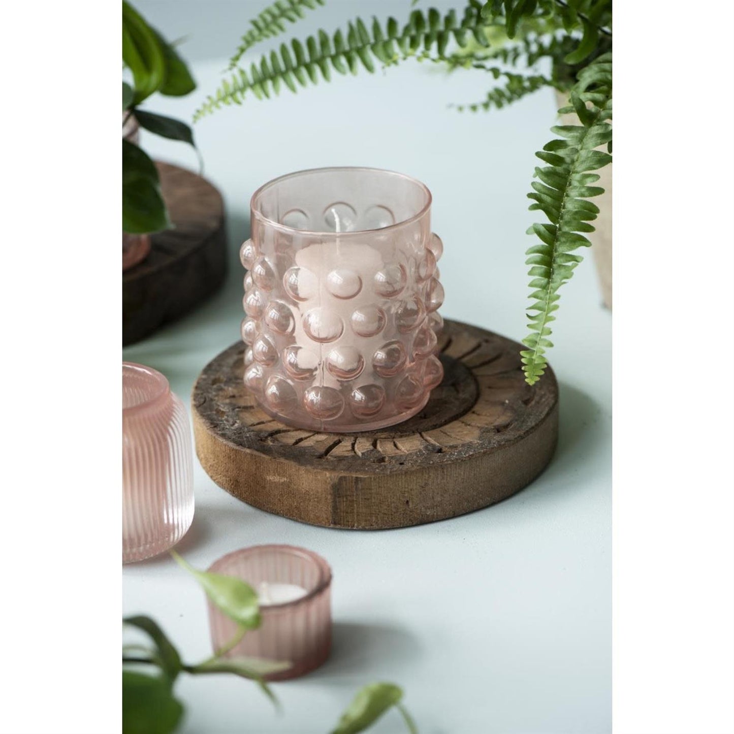 Telysholder støvrosa 10x8 cm