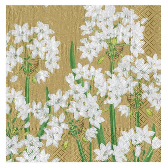 Serviett lunch Paperwhites gold
