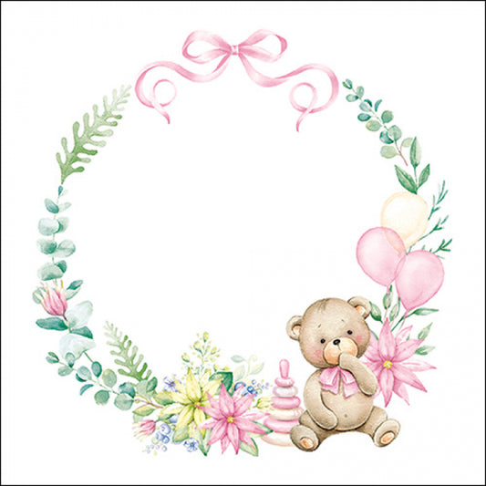 Serviett lunch Baby teddy bear pink