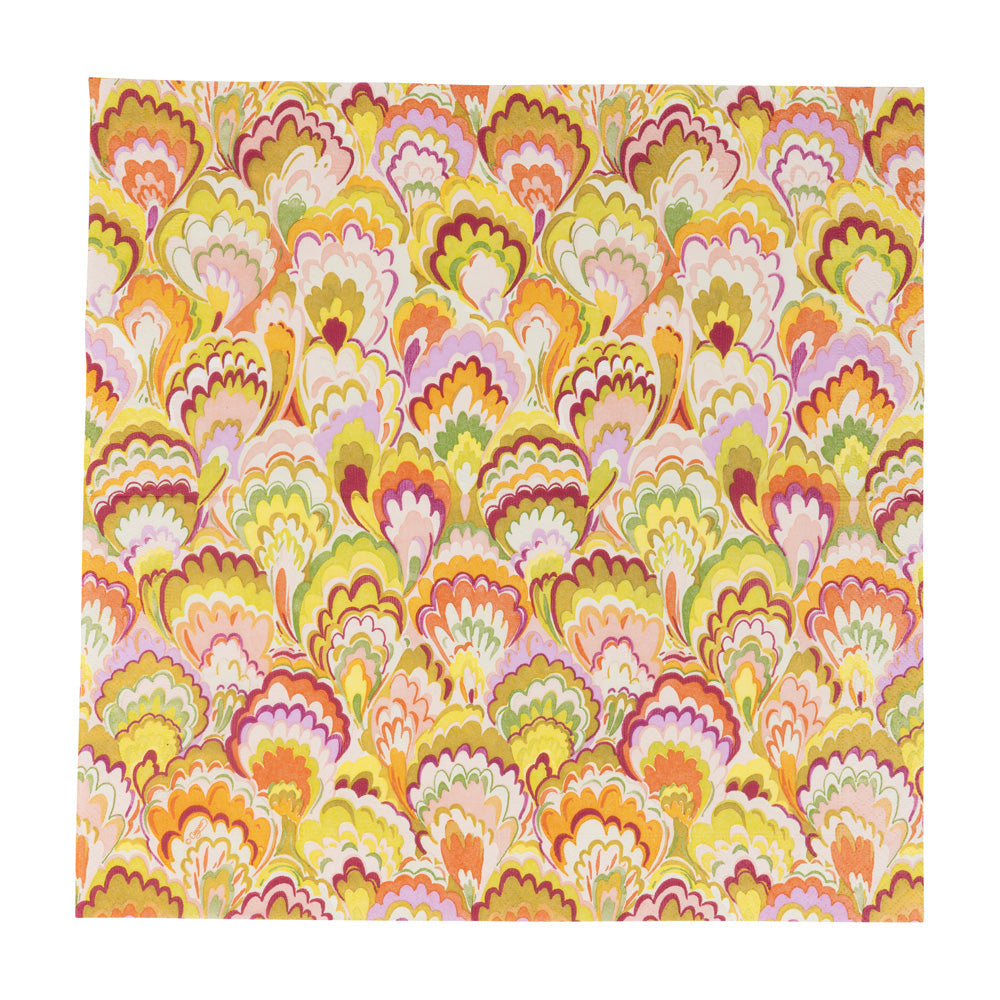 Napkin lunch Marbled ceramic raspberry & Chartreuse